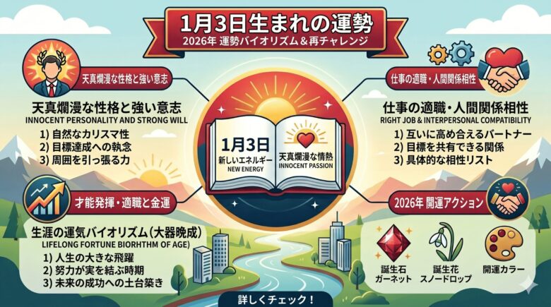 1月3日生まれの運勢と性格を徹底解説！2026年の展望も