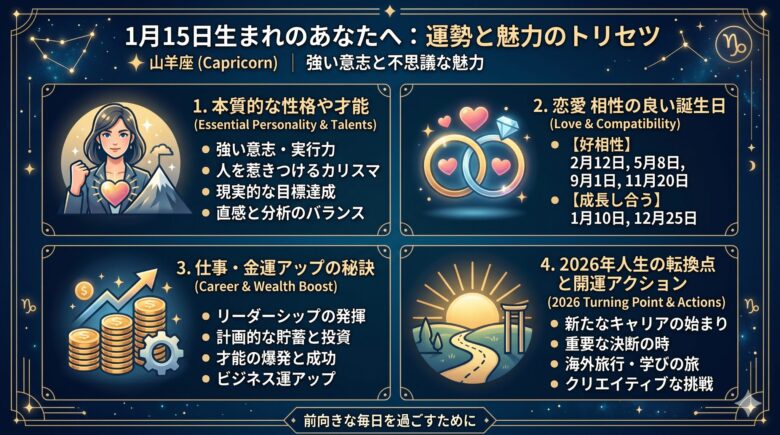 1月15日生まれの運勢と性格を徹底分析！2026年の展望も