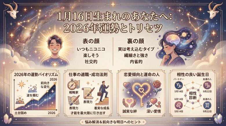 1月16日生まれの運勢を徹底解説！2026年の性格や相性の全貌