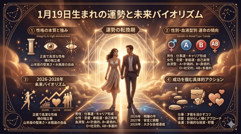 1月19日生まれの運勢｜性格・恋愛・仕事と2026年以降の運気