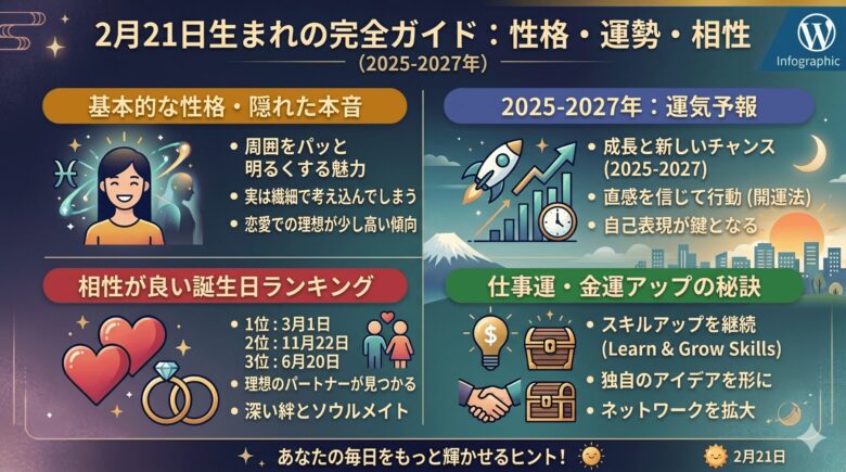 2月21日生まれの運勢｜性格・相性・2025年からの予測