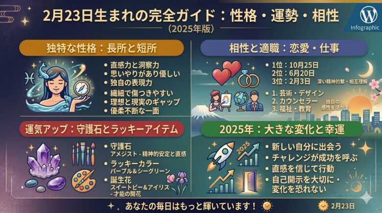2月23日生まれの運勢を徹底解説！性格・相性・2025年最新予報