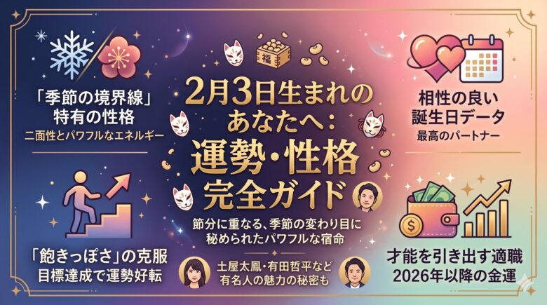 2月3日生まれの運勢は？性格や相性、2026年の運勢も徹底解説