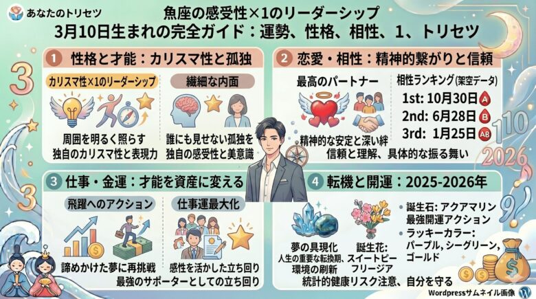 3月10日生まれの運勢は？性格・恋愛・適職から2025年の開運まで