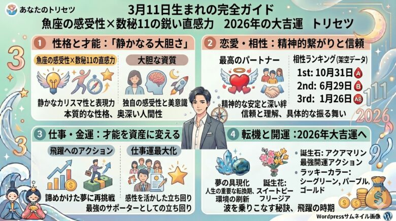 3月11日生まれの運勢と本質的な性格の特徴