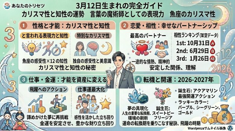 3月12日生まれの運勢と基本性格の特徴