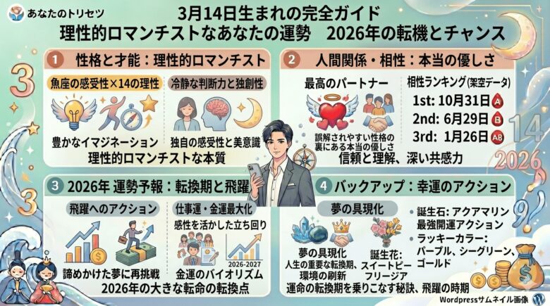 3月14日生まれの運勢徹底ガイド！性格・相性・2026年の展望
