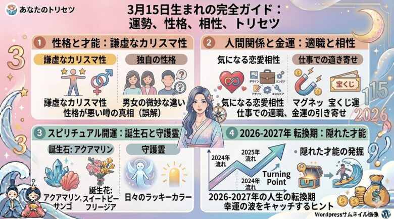 3月15日生まれの運勢を徹底解説！性格や相性、2026年の運勢も
