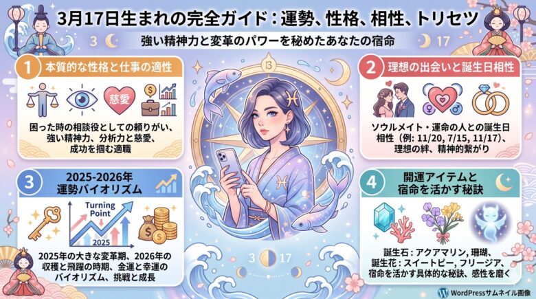 3月17日生まれの運勢と性格は？2025・2026年の動向も解説