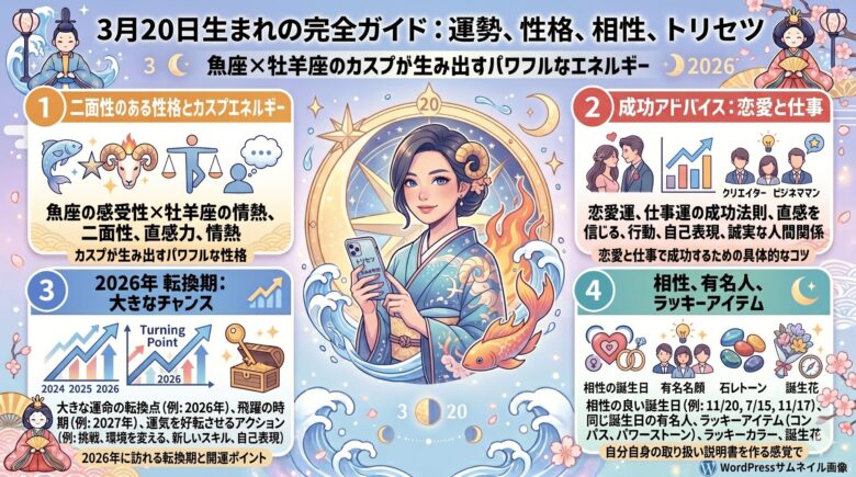 3月20日生まれの運勢と性格ガイド｜2026年の開運や相性まで