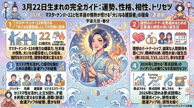 3月22日生まれの運勢を徹底解説！2026年の運気や性格・相性は？