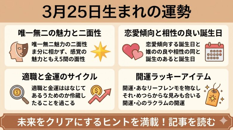 3月25日生まれの運勢と基本性格！恋愛・適職・開運法を徹底解説