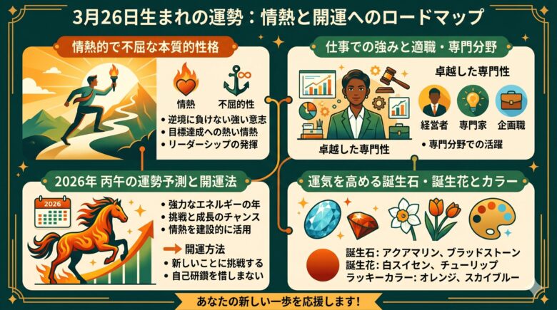 3月26日生まれの運勢と本質！2026年の動態予測＆開運法