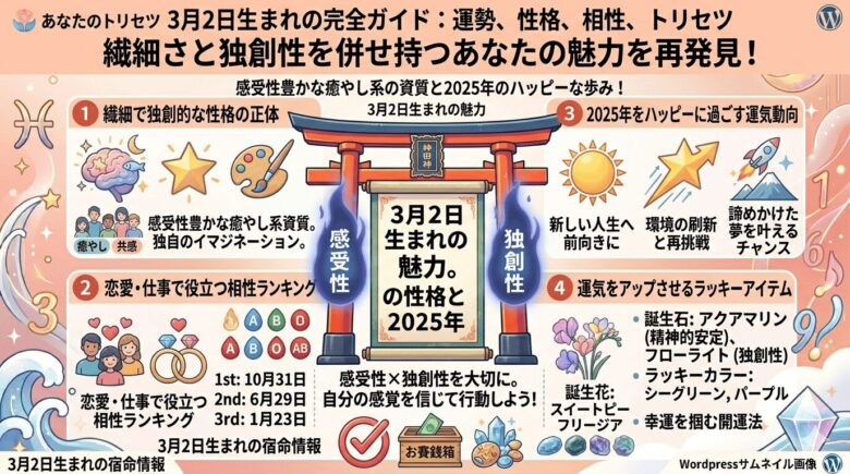 3月2日生まれの運勢を徹底解説！性格や相性、2025年の運気も