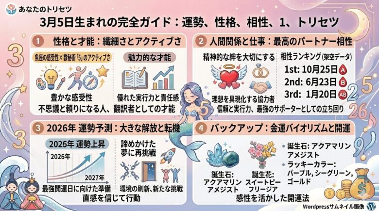3月5日生まれの運勢を完全網羅！性格・相性から2026年の転機まで
