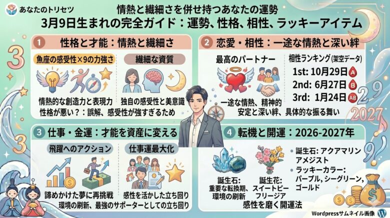 3月9日生まれの運勢と性格は？2027年までのバイオリズムを公開