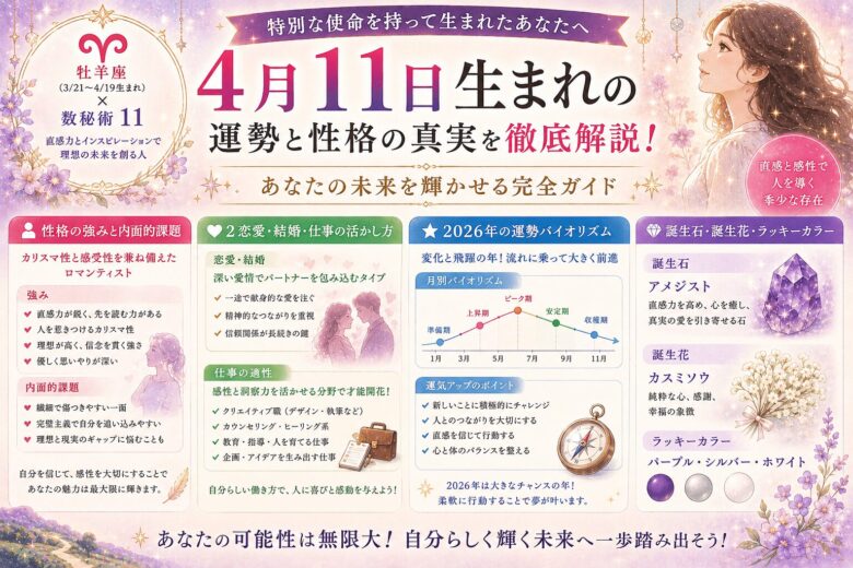 4月11日生まれの運勢を徹底解説！性格や2026年のバイオリズム
