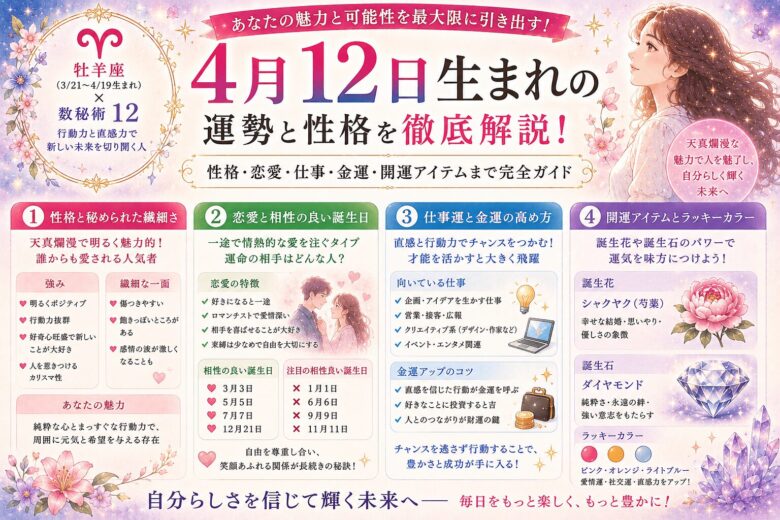4月12日生まれの運勢と性格は？運気を上げるコツを徹底解説