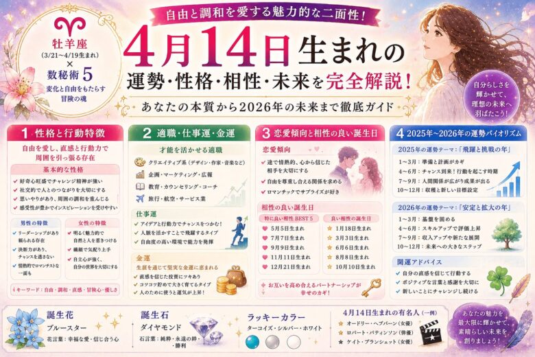 4月14日生まれの運勢と特徴的な性格