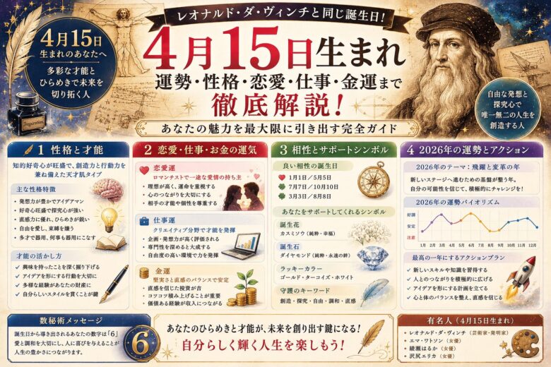 4月15日生まれの運勢を徹底解説！性格や恋愛・2026年運勢も