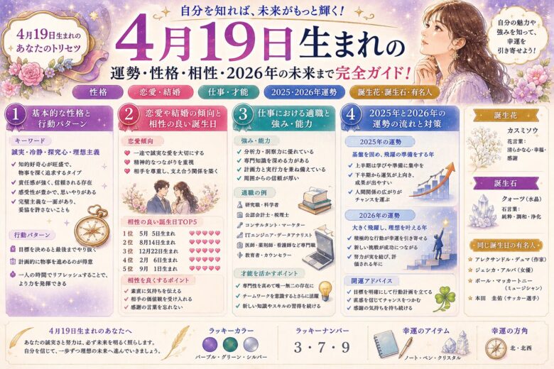4月19日生まれの運勢を徹底解説！性格や相性、開運法とは