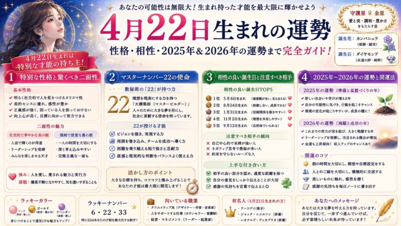 4月22日生まれの運勢を徹底解説！性格や相性、今後の運勢まで
