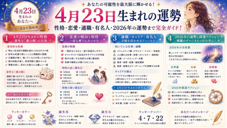 4月23日生まれの運勢と性格は？2026年の運気や相性を解説
