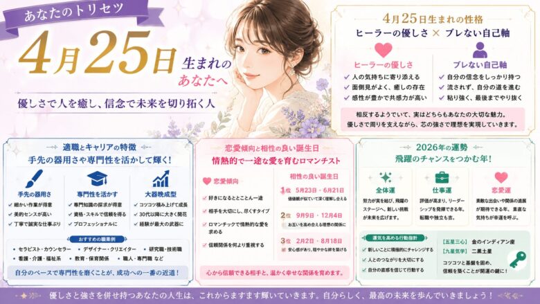 4月25日生まれの運勢を徹底解説！性格や相性、2026年の運勢まで