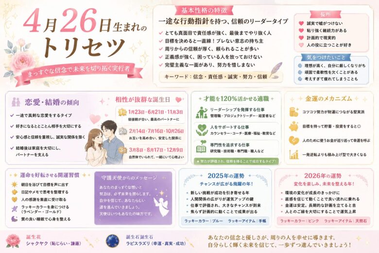 4月26日生まれの運勢トリセツ！性格・相性・適職まで網羅