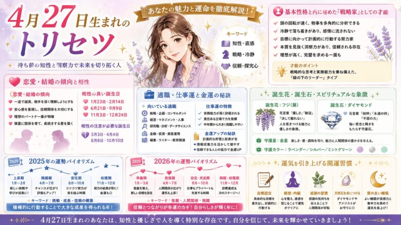 4月27日生まれの運勢とトリセツ！基本性格・恋愛・適職を完全解説
