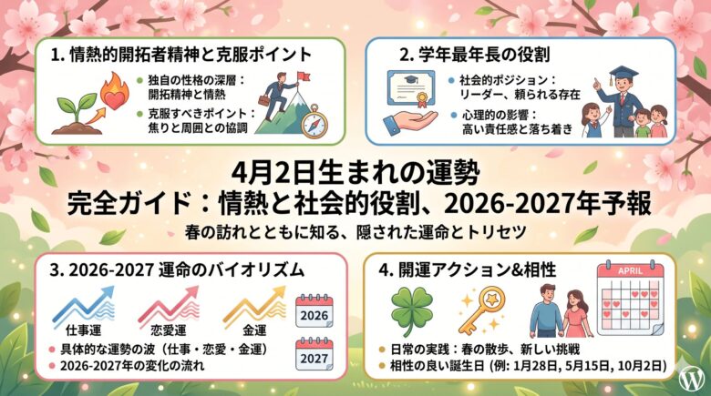 4月2日生まれの運勢を徹底網羅！2026・2027年の流れも解説