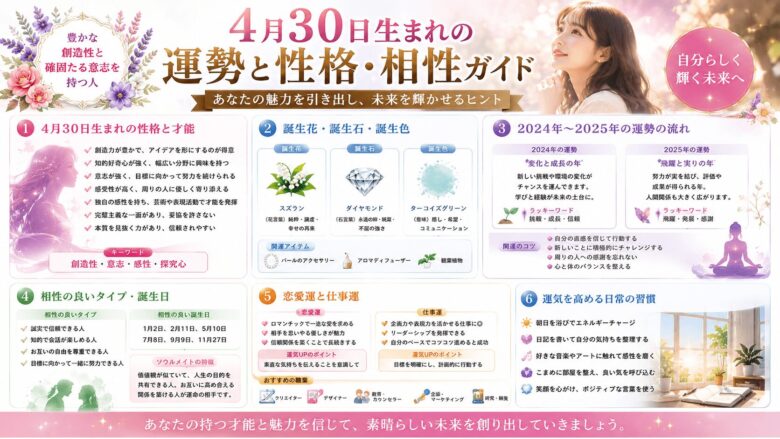 4月30日生まれの運勢を徹底解説！性格や2024・25年未来予測