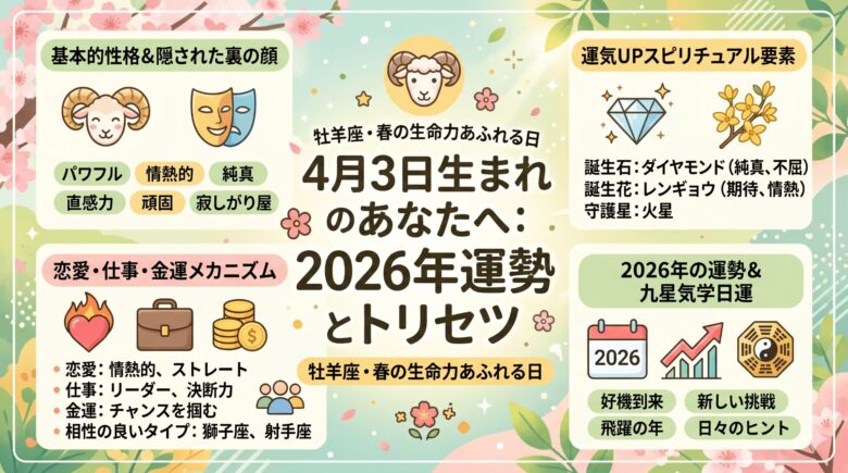 4月3日生まれの運勢を徹底解説！基本性格や2026年の運気は？