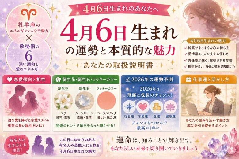 4月6日生まれの運勢と基本性格！2026年最新バイオリズム