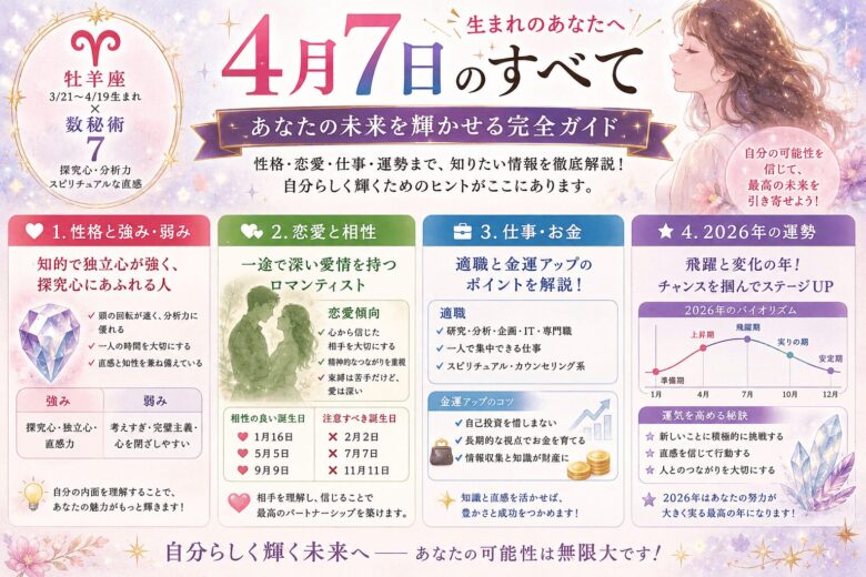 4月7日生まれの運勢と基本性格！2026年の運気や相性も解説