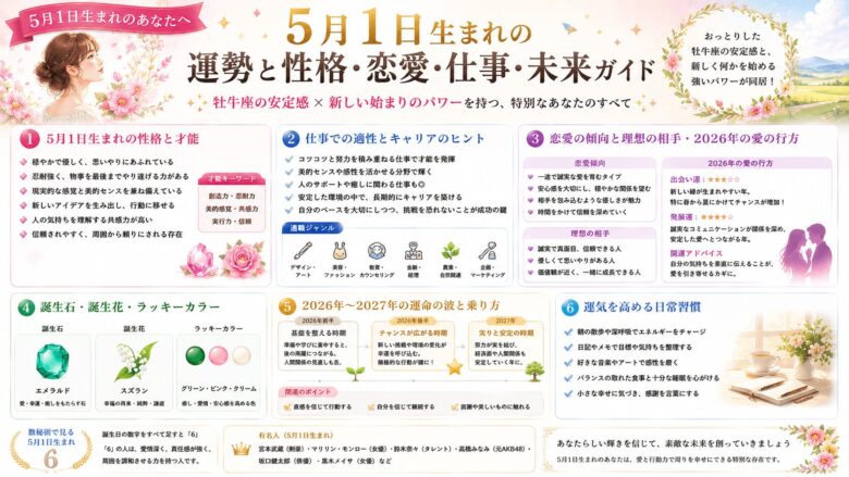 5月1日生まれの運勢を徹底解説！才能や2026年のバイオリズム