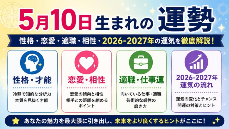 5月10日生まれの運勢と性格は？2026年からの転換期を徹底解説