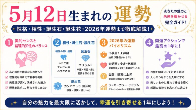 5月12日生まれの運勢を徹底解説！性格や相性と2026年の運気