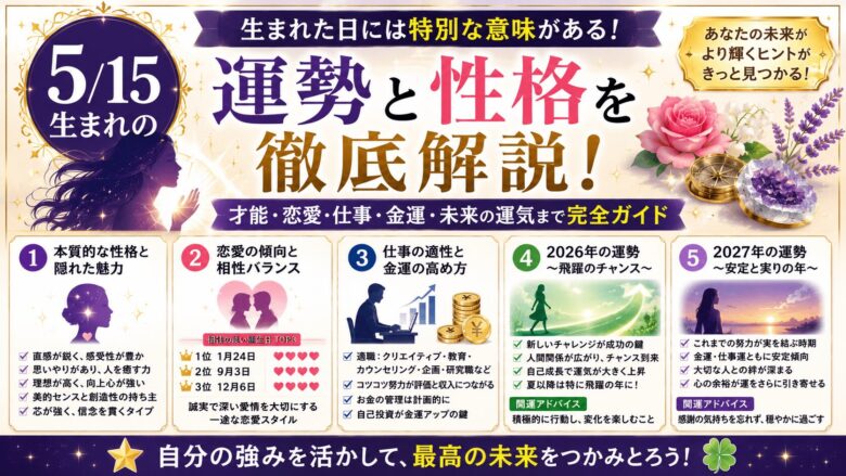 5月15日生まれの運勢は？性格や2026・2027年の未来を解説