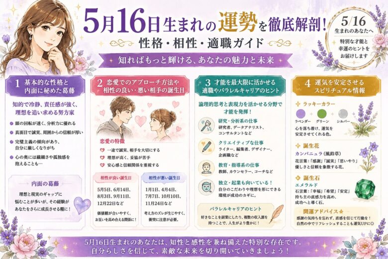 5月16日生まれの運勢を徹底解剖！性格・相性・適職ガイド
