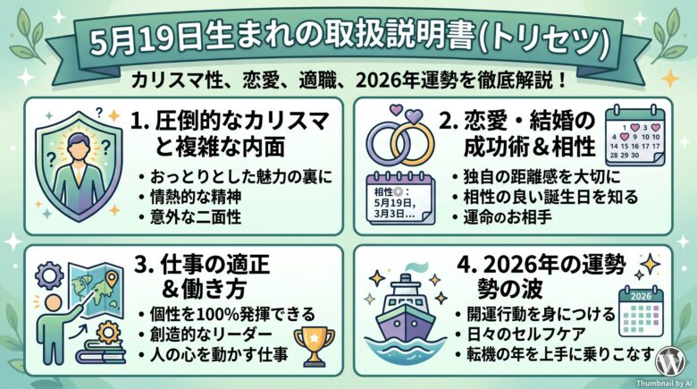 5月19日生まれの運勢決定版！基本性格や相性、2026年の行方