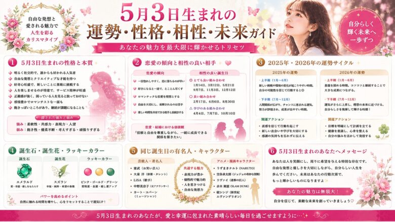 5月3日生まれの運勢を徹底解説！性格や相性・2026年運勢まで