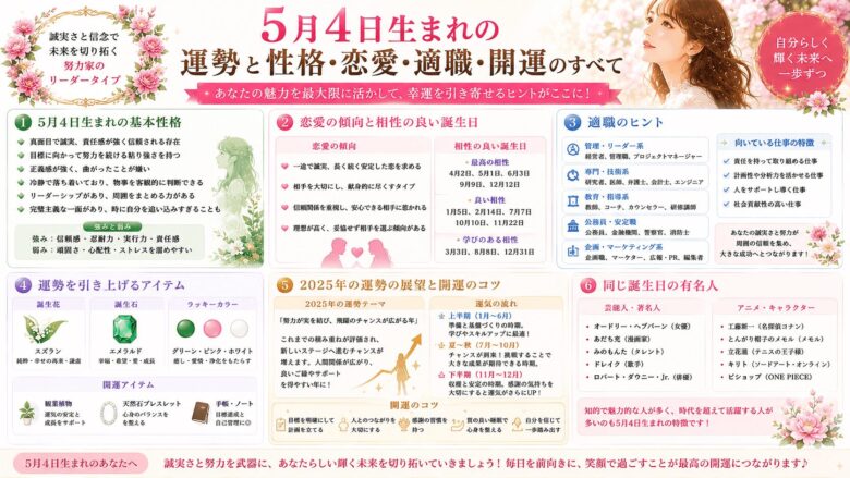 5月4日生まれの運勢と性格は？2025年の開運のコツも解説