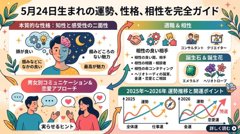 5月24日生まれの運勢を徹底解説！性格や恋愛、今後の開運アドバイス