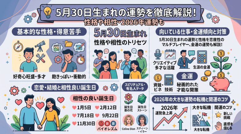 5月30日生まれの運勢を徹底解説！性格や相性・2026年運勢も