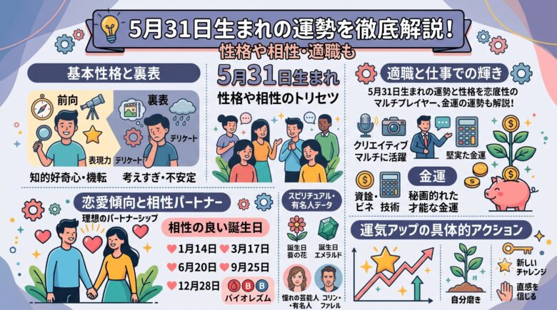 5月31日生まれの運勢と性格は？適職や相性まで徹底解説
